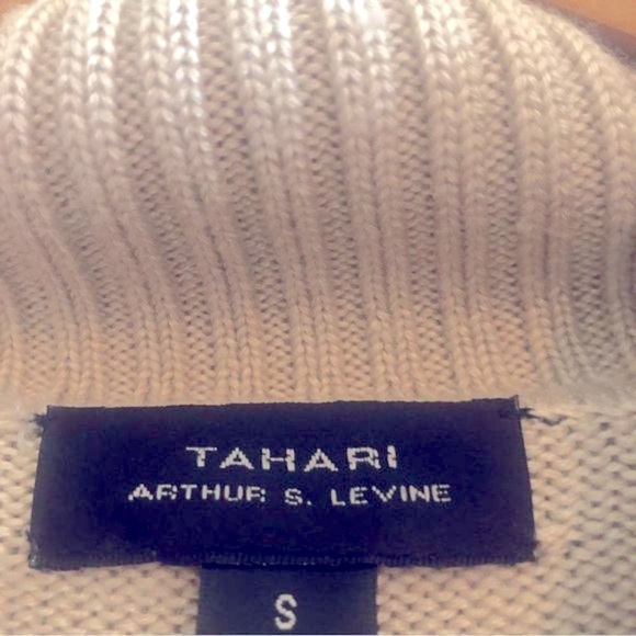 TAHARI Turtleneck Wool Cable Knit‎  Sweater Dress Cream Beige Size Small - Picture 4 of 4